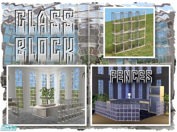 Sims 2 — Glass Block Wall (Clear Glass) by Cyclonesue — Make glass block walls the easy way - with a fence in clear