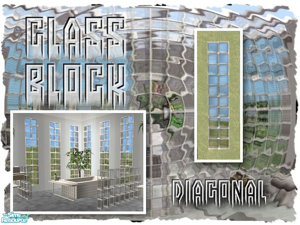 Sims 2 — Glass Block Slim Window (Diagonal) by Cyclonesue — Diagonal version of the slim glass block window. Takes its