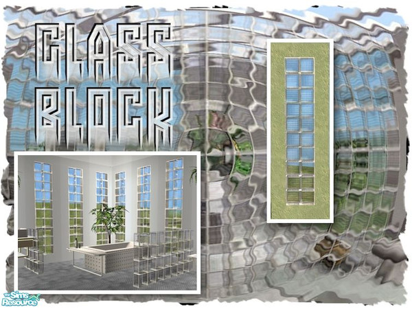 Sims 2 — Glass Block Slim Window by Cyclonesue — A slim glass block window. Takes its recolours from the MASTER mesh in