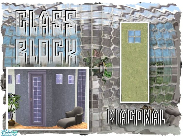 Sims 2 — Glass Block Privacy Window (Diagonal) by Cyclonesue — A diagonal version of the glass block privacy window.