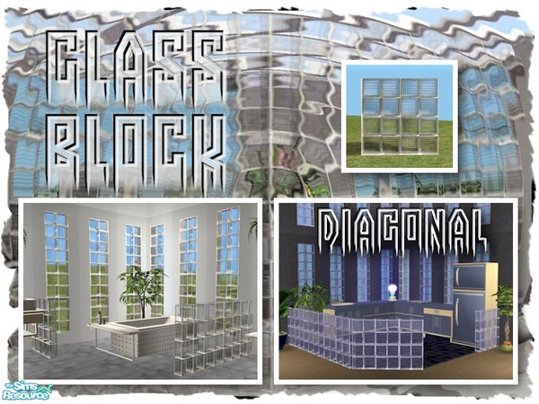 Sims 2 — Glass Block Half Window - Diagonal by Cyclonesue — The diagonal version of the low-height glass block window.