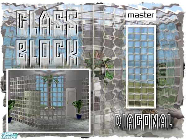 Sims 2 — Glass Block Full Window (Diagonal) by Cyclonesue — Diagonal version of the full glass block window. Takes its