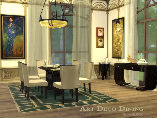 Sims 4 — Art Deco Dining  by ShinoKCR — The Dining Set for the Art Deco Series: - Diningtable (3 Coloroptions) - Console