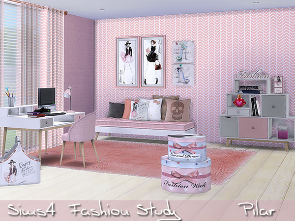 Sims 4 — Fashion Study  by Pilar — Modern bedroom with a touch of blush