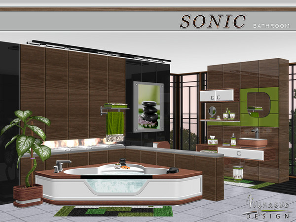 Sims 3 — Sonic Bathroom by NynaeveDesign — For the best use of space, this bathroom flaunts a corner bathtub right next