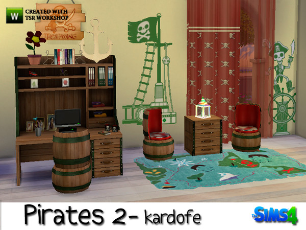 Sims 4 — kardofe_Pirates2 by kardofe — Study together with the bedroom Pirates consists of a desk, an office chair, a