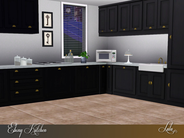 Sims 3 — Ebony Kitchen by Lulu265 — A versatile mix and match kitchen with 2 counter styles , a grocery storage cupboard