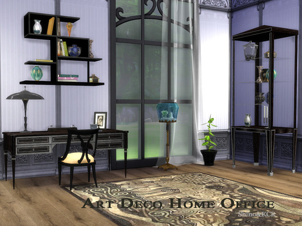 Sims 4 — Art Deco Home Office by ShinoKCR — Part of the Art Deco Series - Desk (3 Coloroptions) - Chair (6 Coloroptions)