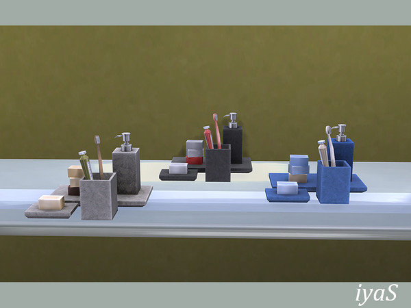Sims 4 — Bath Supplies by soloriya — Handmade soap bars, toothbrush holder and a liquid soap dispenser. Comes as single