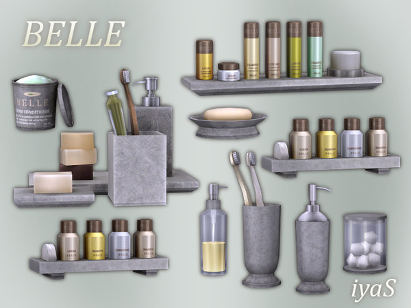 Sims 4 — Belle Cosmetics Set by soloriya — Simple and elegant high end bathroom essentials. Set contains 6 single objects