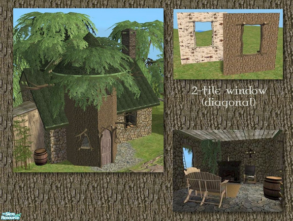 Sims 2 — Tree Window (2 tile diagonal) by Cyclonesue — Diagonal version - don't forget to download the straight version.