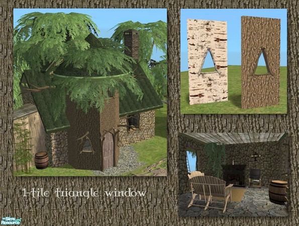 Sims 2 — Tree Window (Triangular) by Cyclonesue — Straight version - don't forget to download the diagonal. Requires the