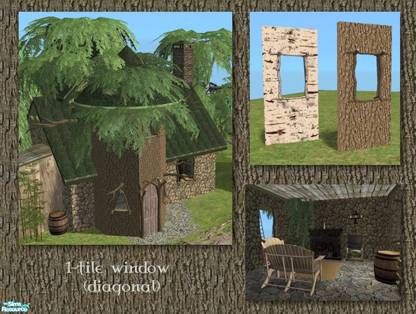Sims 2 — Tree Window (1 tile diagonal) by Cyclonesue — Diagonal version - don't forget to download the straight version.