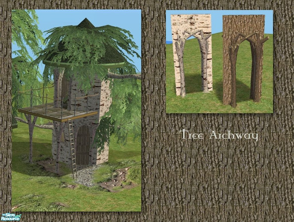 Sims 2 — Tree Arch by Cyclonesue — 1-tile tree arch. Don\'t forget to download the diagonal version AND the master mesh