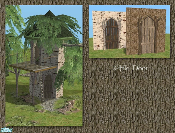 Sims 2 — Tree Door (2 tile) by Cyclonesue — 2-tile tree door. Don't forget to download the diagonal version AND the