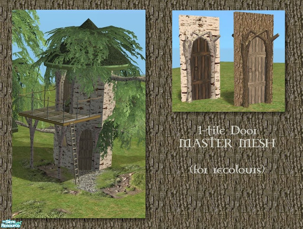 Sims 2 — Tree Door MASTER MESH (1 tile) by Cyclonesue — This is the mesh to recolour. All tree trunk and frame pieces in