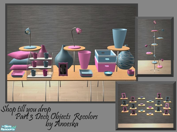 Sims 2 — Shop till you drop part 3 Recolors by AnoeskaB — Trendy pink and blue recolors of the Deco Objects of the Shop