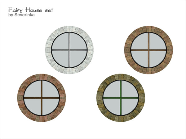 Sims 4 — [FairyHouse] Round window middle by Severinka_ — Middle round window with a stone frame From the set of 'Fairy