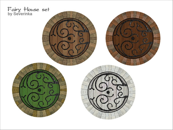 Sims 4 — [FairyHouse] Round door by Severinka_ — Round door with a stone frame and tracery. From the set of 'Fairy House'