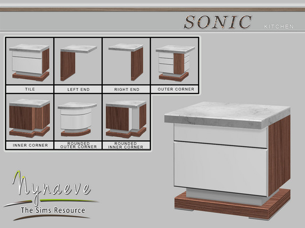 Sims 4 — Sonic Counter Island by NynaeveDesign — Sonic Kitchen - Counter Island Located in Surfaces - Counters Price: 500