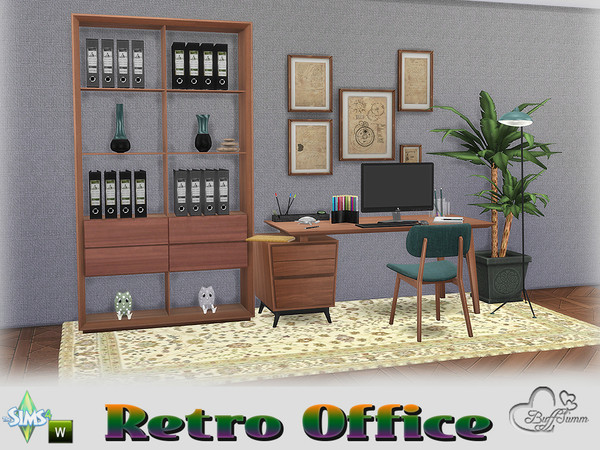 Sims 4 — Retro Office by BuffSumm — Traveling back in time... Retro Office... Stylish, Colorful, Retro :) You get 8 new