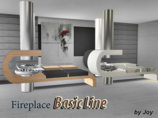 Sims 4 — Fireplace Basic Line    by Joy6 —  Original fireplace in modern style Color options : 4