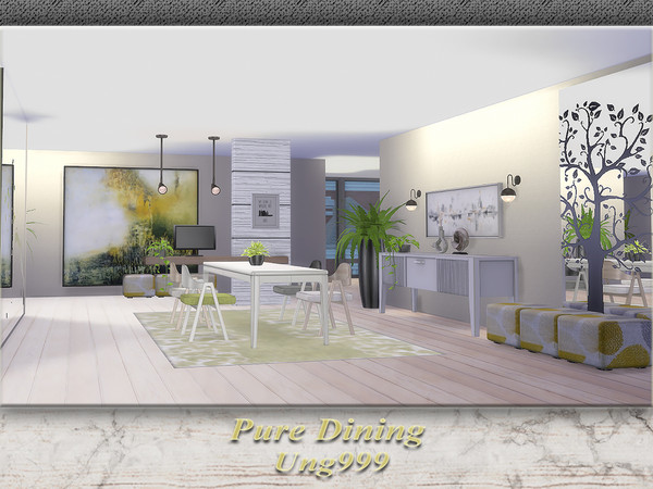 Sims 4 — Pure Dining by ung999 — A modern dining room set contains 15 items for both short and medium wall decorating as