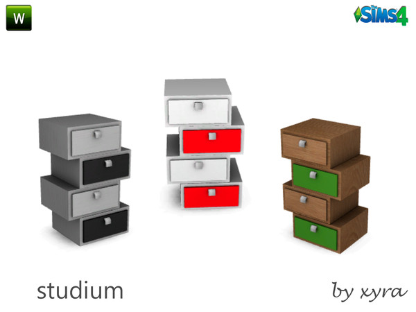 Sims 4 — xyra Studium drawers by xyra332 — side table with drawers for study, new mesh and in 3 different colors, belongs