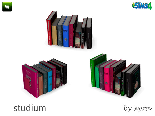 Sims 4 — xyra Studium books by xyra332 — books for study, new mesh and in 3 different colors, belongs to the set studium