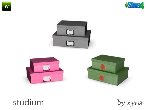 Sims 4 — xyra Studium decoboxes by xyra332 — deco boxes for study, new mesh and in 3 different colors, belongs to the set