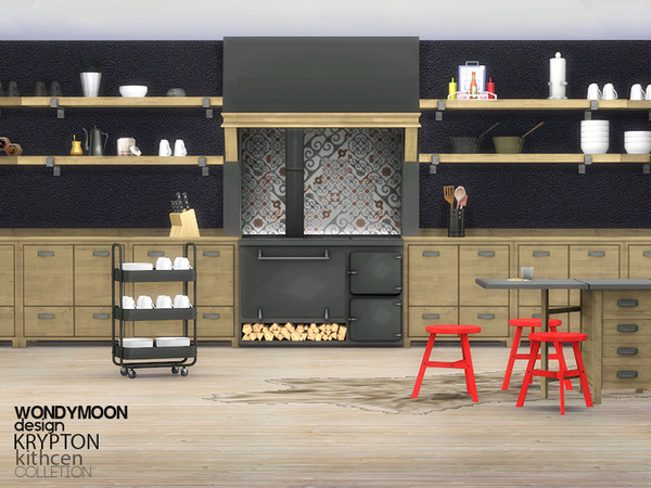 Sims 4 — Krypton Kithcen by wondymoon — - Krypton Kithcen - Wondymoon|TSR - Creations'2016 - Set Contains -Counter -Stove