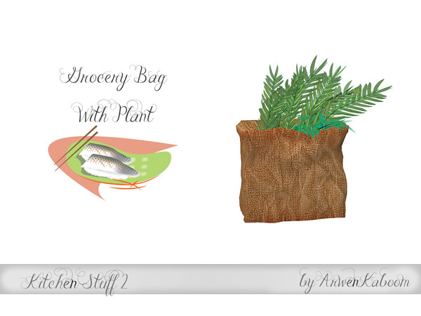 Sims 4 — Kitchen Stuff 2 - Grocery Bag With Plant by ArwenKaboom — Old grocery bag with plant. 