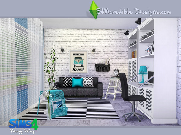 Sims 4 — Young Way Living by SIMcredible! — We have made this room for your young sims, even the ones young at heart.
