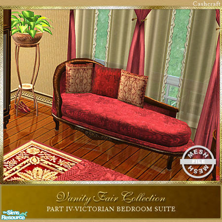 Sims 2 — Vanity Fair Bedroom - Chaise Mesh by Cashcraft — Part IV of the Vanity Fair Collection is the master bedroom