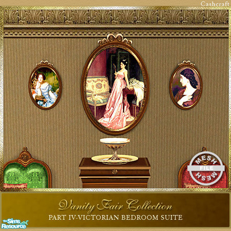 Sims 2 — Vanity Fair Bedroom - Trio of Pictures Mesh by Cashcraft — Part IV of the Vanity Fair Collection is the master