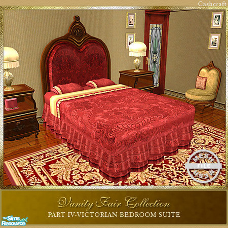 Sims 2 — Vanity Fair Bedroom - Bed Frame Mesh by Cashcraft — Part IV of the Vanity Fair Collection is the master bedroom