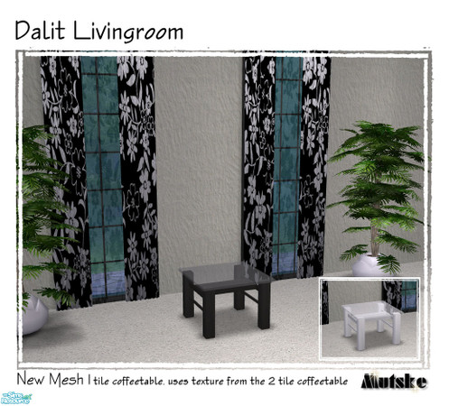 Sims 2 — Dalit  - 1 tile Coffeetable New Mesh by Mutske — New mesh, uses texture from the 2 tile version. If you have
