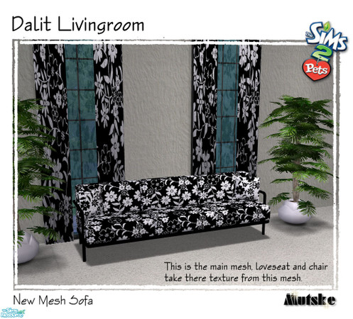 Sims 2 — Dalit - Sofa Main Mesh by Mutske — This is the main mesh. If you have recolors, you can mix & match the
