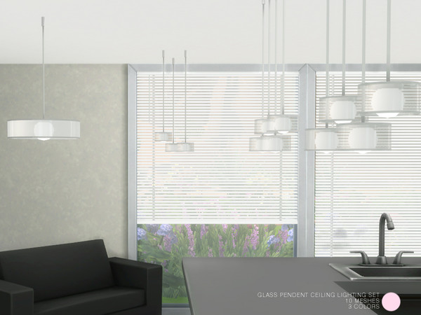 Sims 4 — Glass Pendent Ceiling Lighting Set by DOT — Glass Pendent Ceiling Lighting Set. 10 Modern and Contemporary Lamps