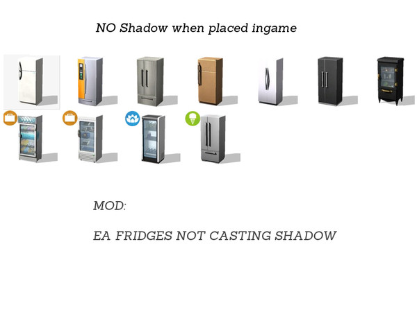 Sims 4 — Mod to remove shadow from EA Fridge by Angela — Kayo Kitchen, Occluder remover mod for EA Fridges. Comes with