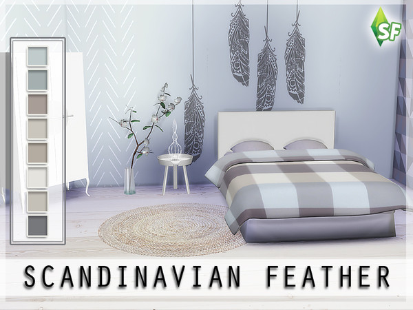 Sims 4 — Scandinavian Feather by SimFabulous2 — Download information: Wall Type: Painting/Wallpaper Recolors: 8 Swatches: