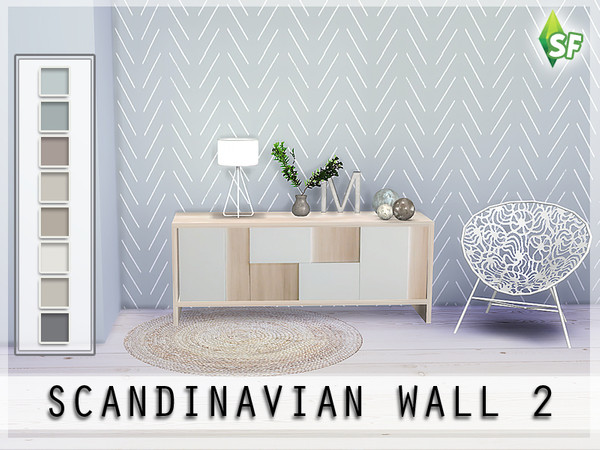 Sims 4 — Scandinavian Wall II by SimFabulous2 — Download information: Wall Type: Painting/Wallpaper Recolors: 8 Value: 20