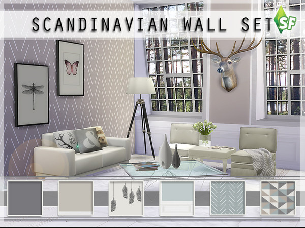 Sims 4 — Scandinavian Wall Set by SimFabulous2 — Download information: Set Type: Walls Wall Type: