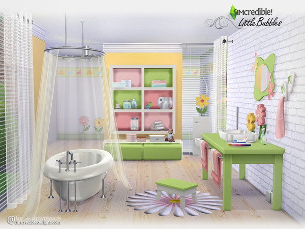 Sims 4 — Little Bubbles by SIMcredible! — If your sim kids are in need of a colorful bathroom, this is for them :) Mostly