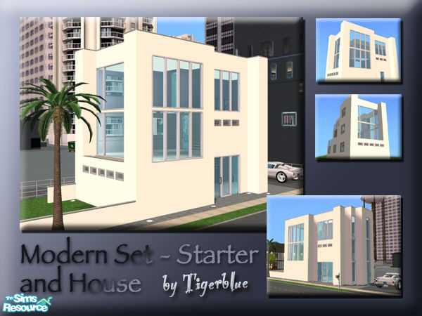 Sims 2 — Modern Set by Tigerblue — *Please see individual lots for EP requirements!* A contemporary house and starter;