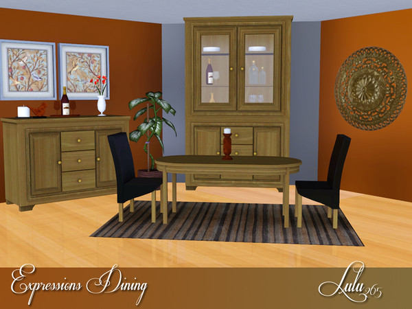 Sims 3 — Expressions Dining  by Lulu265 — Go for the classic look or go modern both are possible with this simple oak