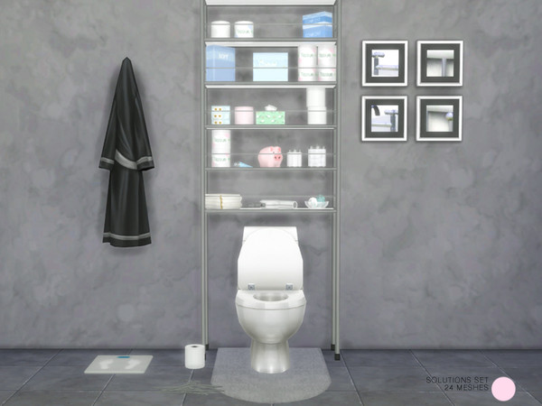 Sims 4 — Solutions Set by DOT — Solutions Set. 24 Contemporary Solutions for the Bathroom, items made of Glass, Metal and