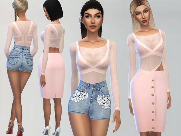 Sims 4 — Femininity - Set by Puresim — Feminine set for your simmies! - A feminine dress with a sheer top. - A sexy