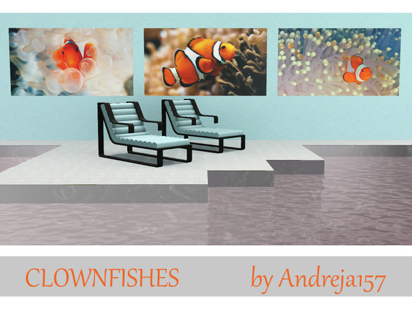 Sims 3 — Clownfishes by Andreja157 — - set of 3 paintings (in 3 files) - created with TSRW from EA mesh (Into the Future)
