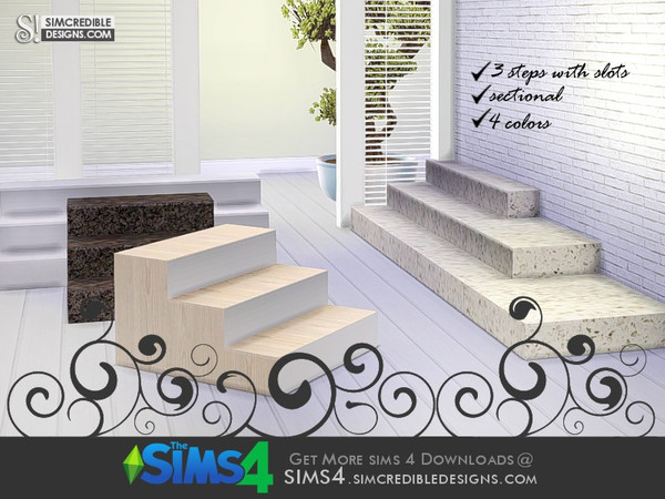 Sims 4 — Natural Stone 3 steps by SIMcredible! — by SIMcredibledesigns.com available at TSR __________________ * 4 colors